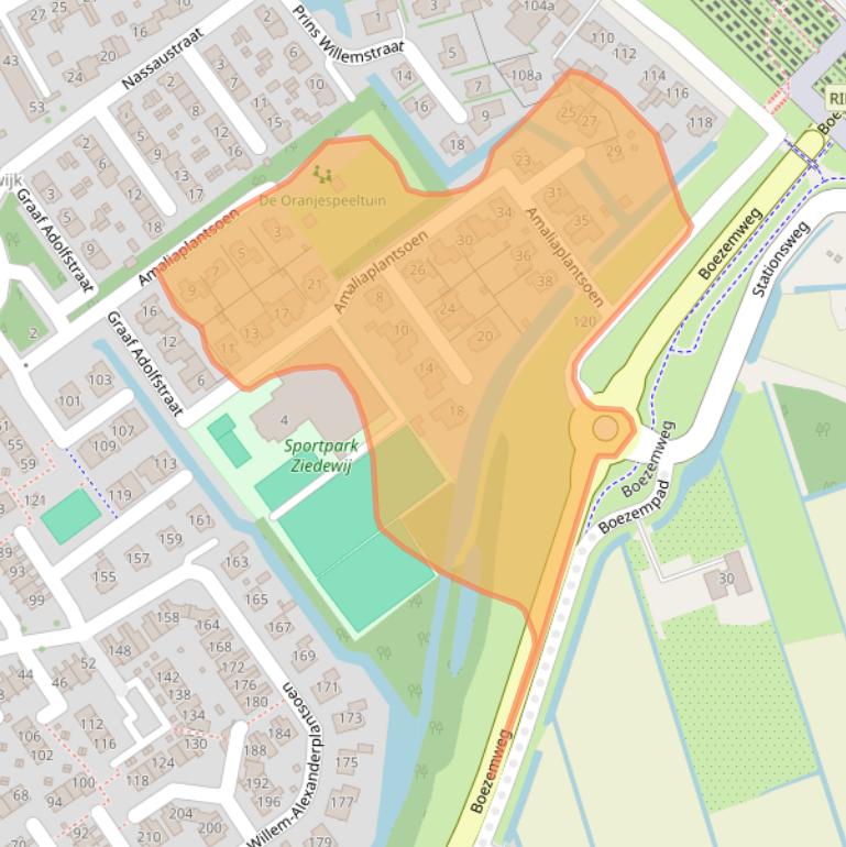 Kaart van postcodegebied 2991BW.