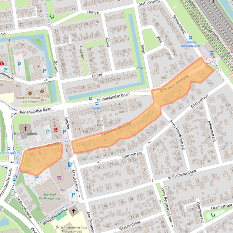 Kaart van postcodegebied 2991CG.