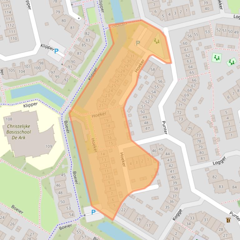 Kaart van postcodegebied 2991DC.