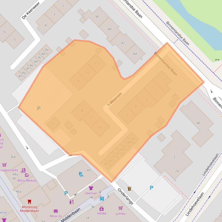 Kaart van postcodegebied 2991ER.