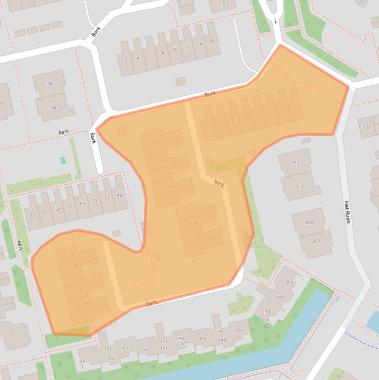 Kaart van postcodegebied 2991JA.