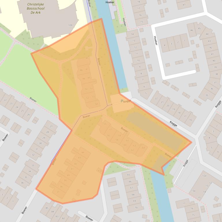 Kaart van postcodegebied 2991KC.