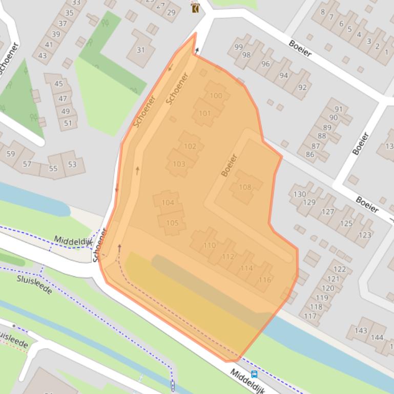 Kaart van postcodegebied 2991KG.