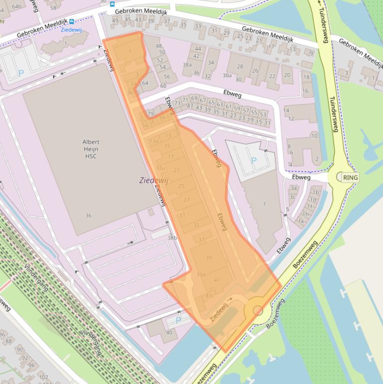 Kaart van postcodegebied 2991LA.