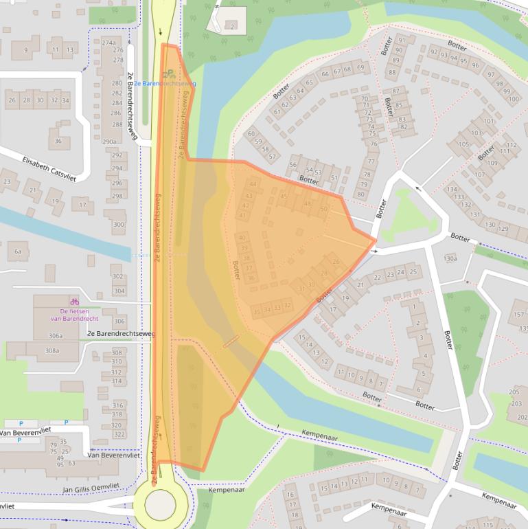 Kaart van postcodegebied 2991PB.