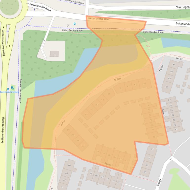 Kaart van postcodegebied 2991PC.