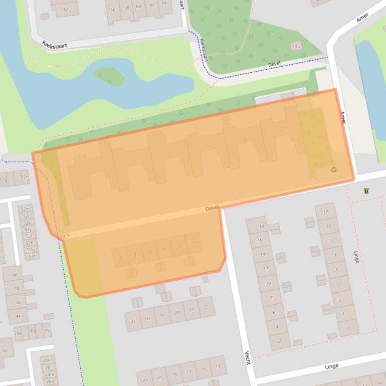 Kaart van postcodegebied 2991RB.