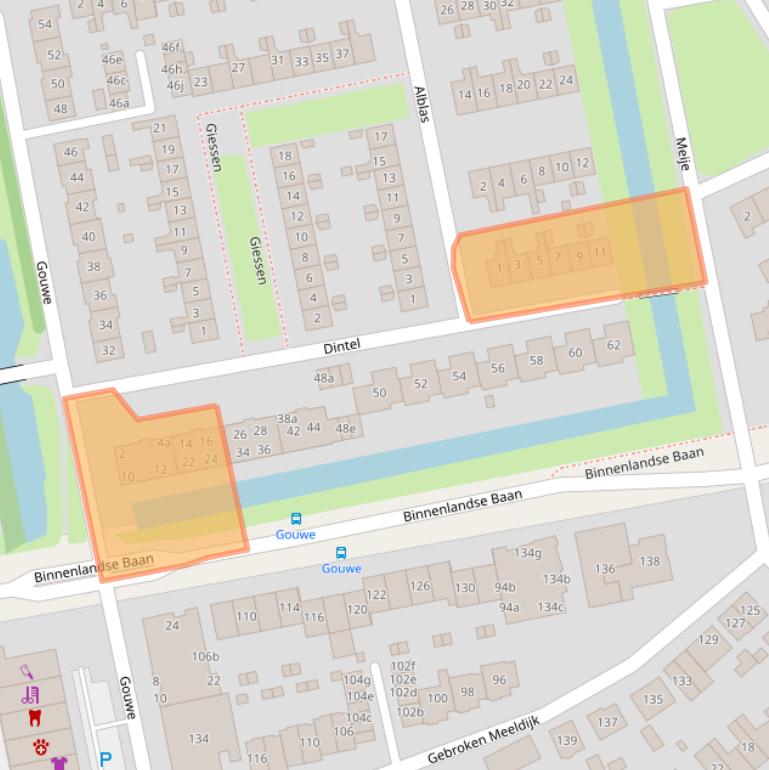 Kaart van postcodegebied 2991RC.