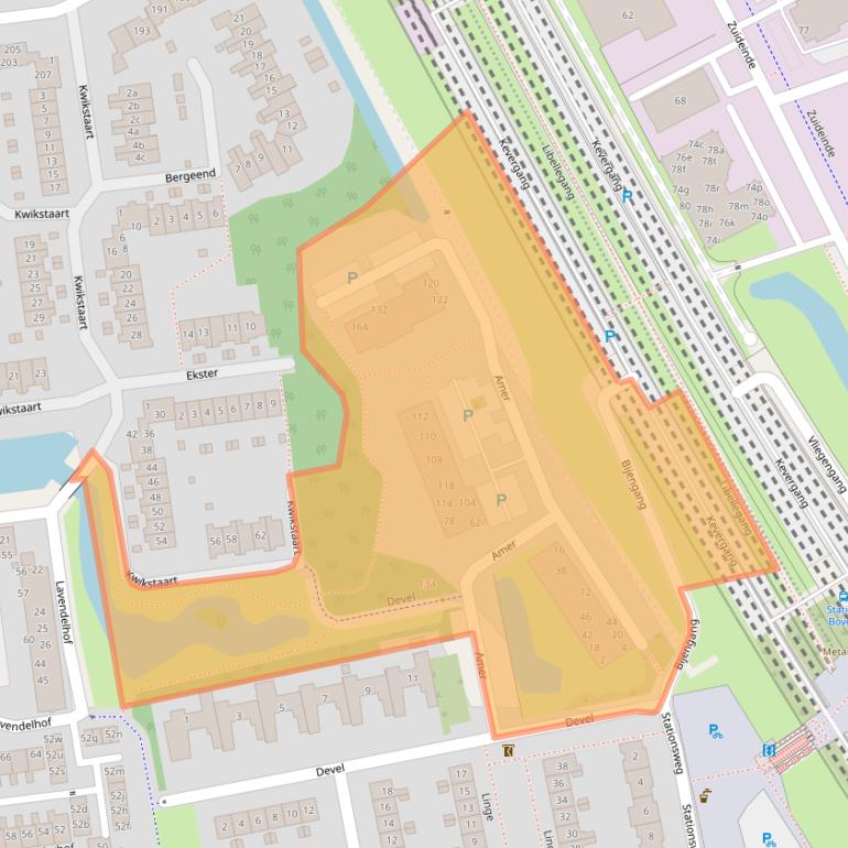 Kaart van postcodegebied 2991RS.