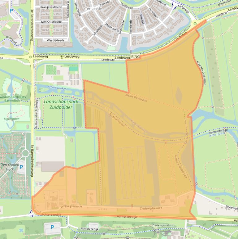 Kaart van postcodegebied 2991SE.