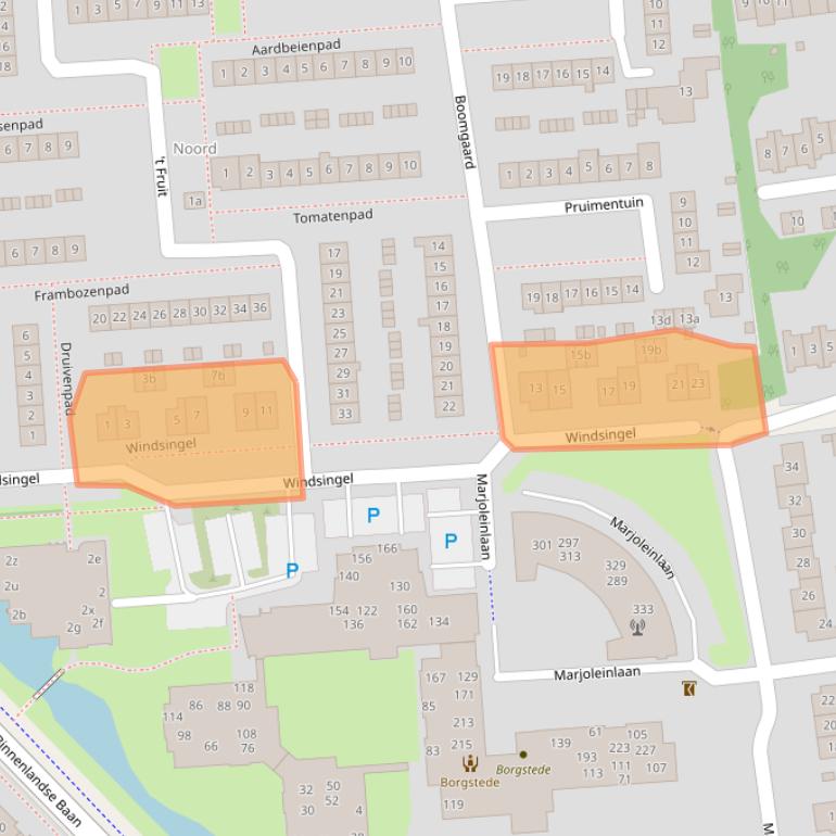 Kaart van postcodegebied 2991TT.