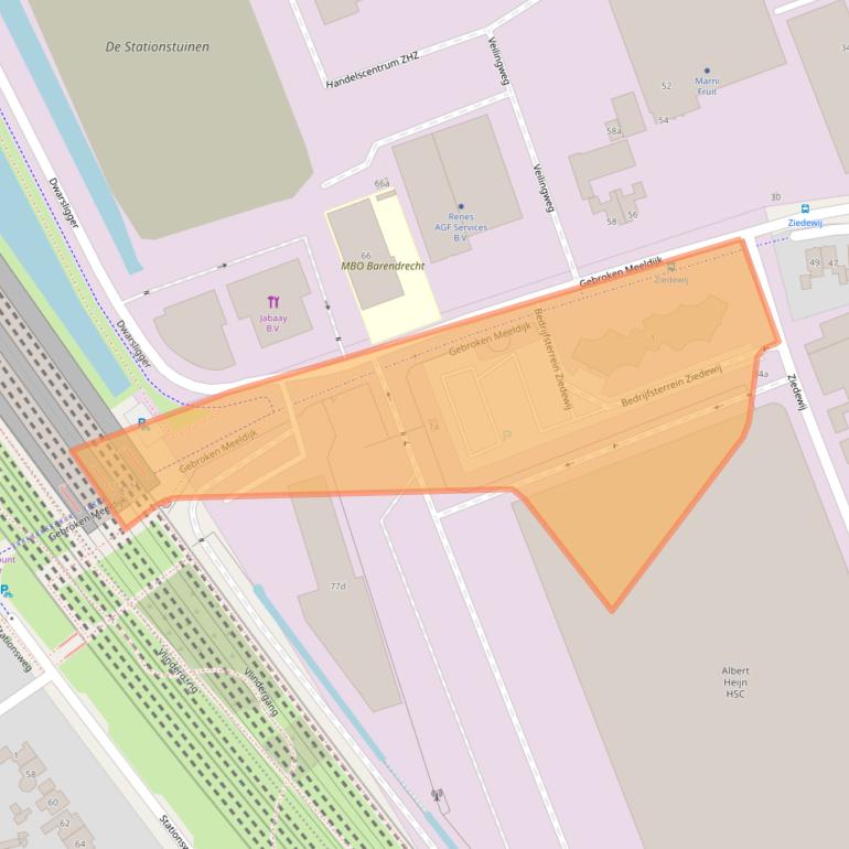 Kaart van postcodegebied 2991VT.