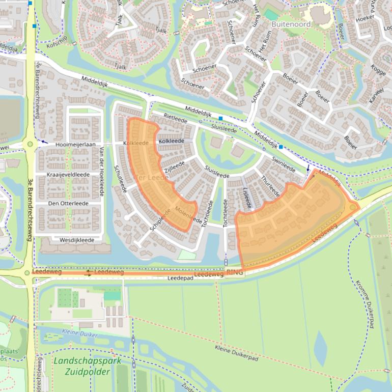 Kaart van postcodegebied 2991WB.