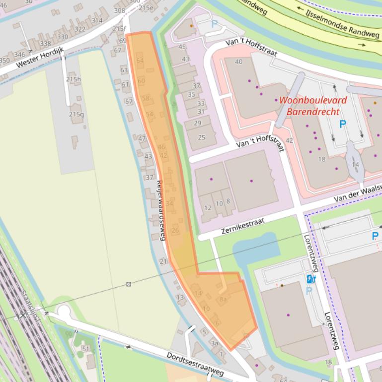 Kaart van postcodegebied 2991XD.