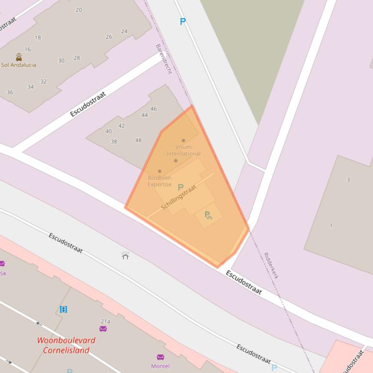 Kaart van postcodegebied 2991XW.