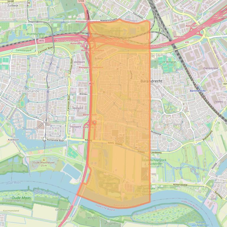 Kaart van postcodegebied 2992.