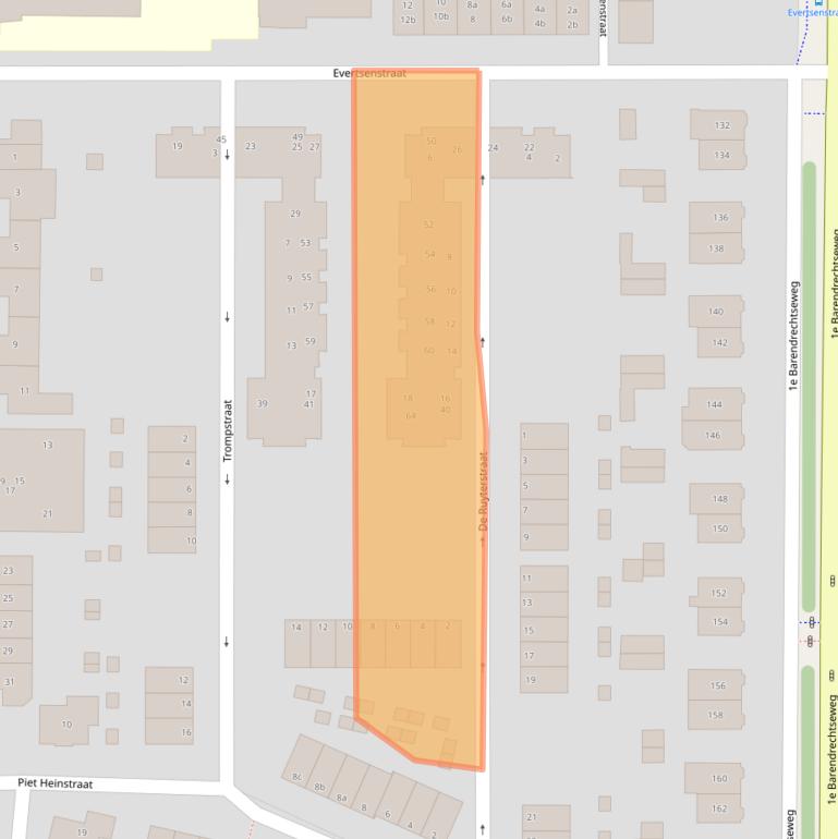 Kaart van postcodegebied 2992BB.