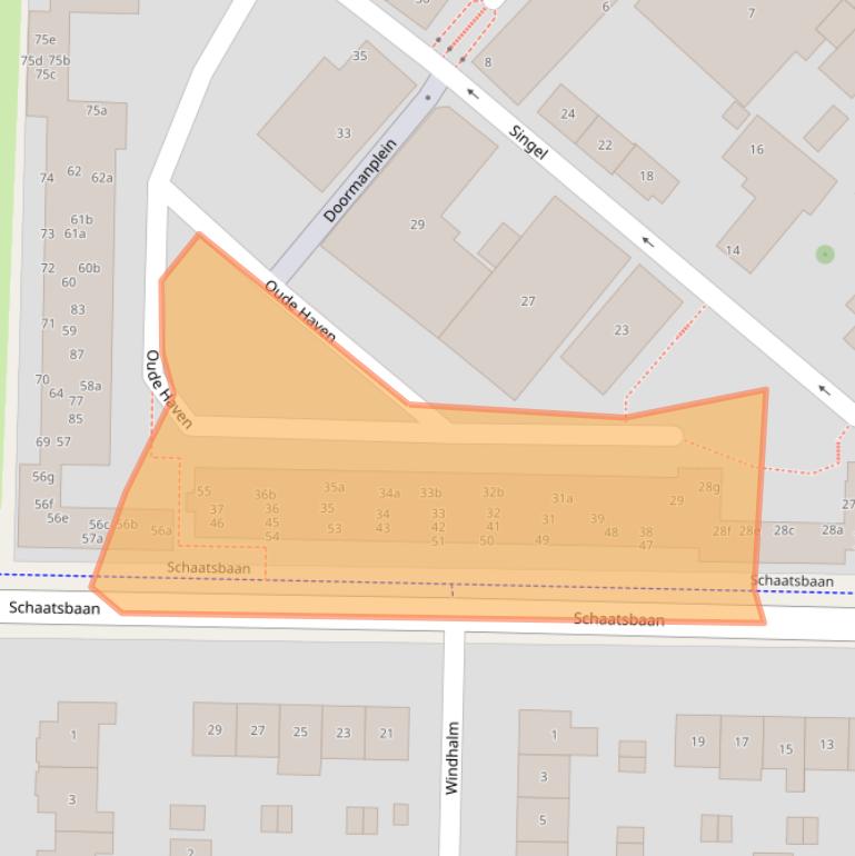 Kaart van postcodegebied 2992BJ.