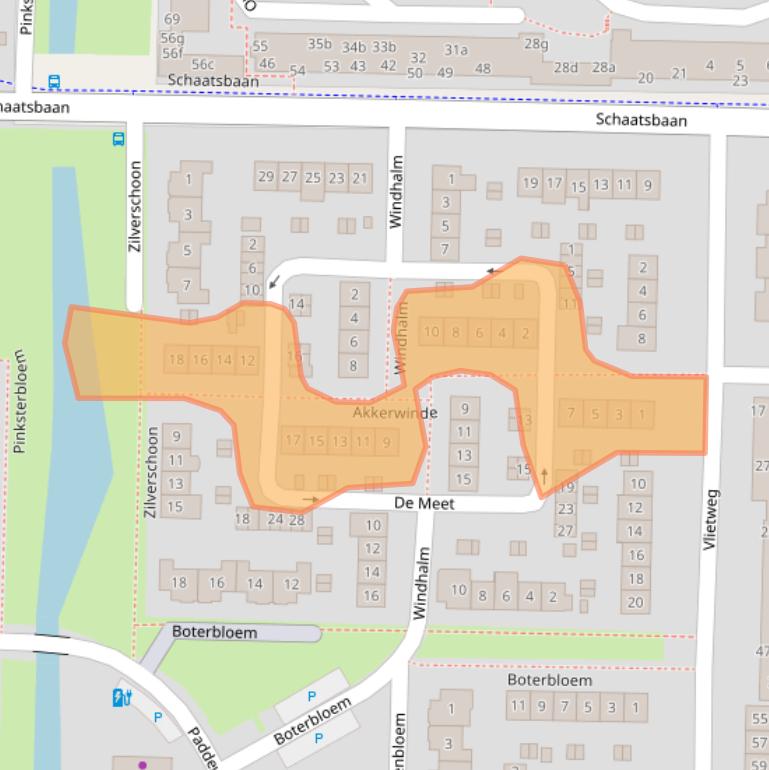 Kaart van postcodegebied 2992CA.