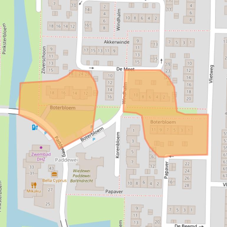 Kaart van postcodegebied 2992CB.