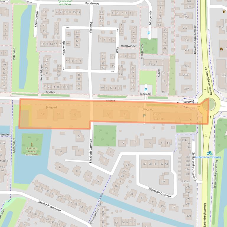 Kaart van postcodegebied 2992CD.