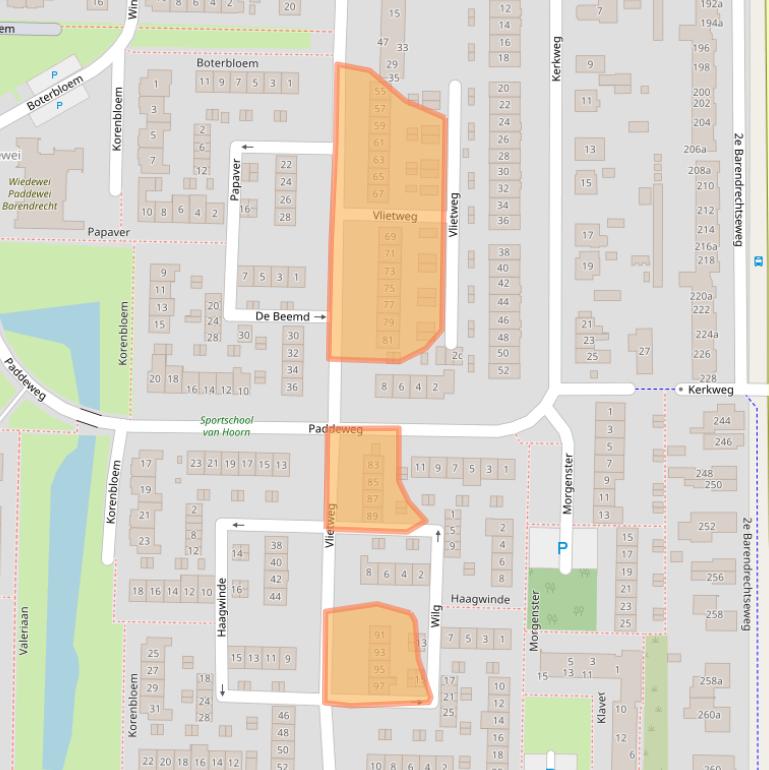Kaart van postcodegebied 2992CR.