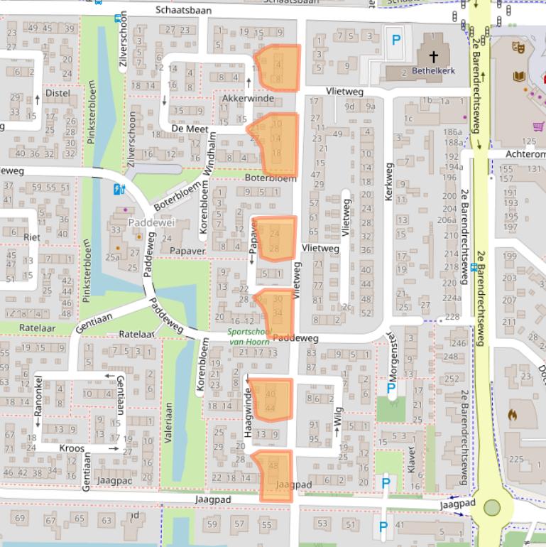 Kaart van postcodegebied 2992CS.