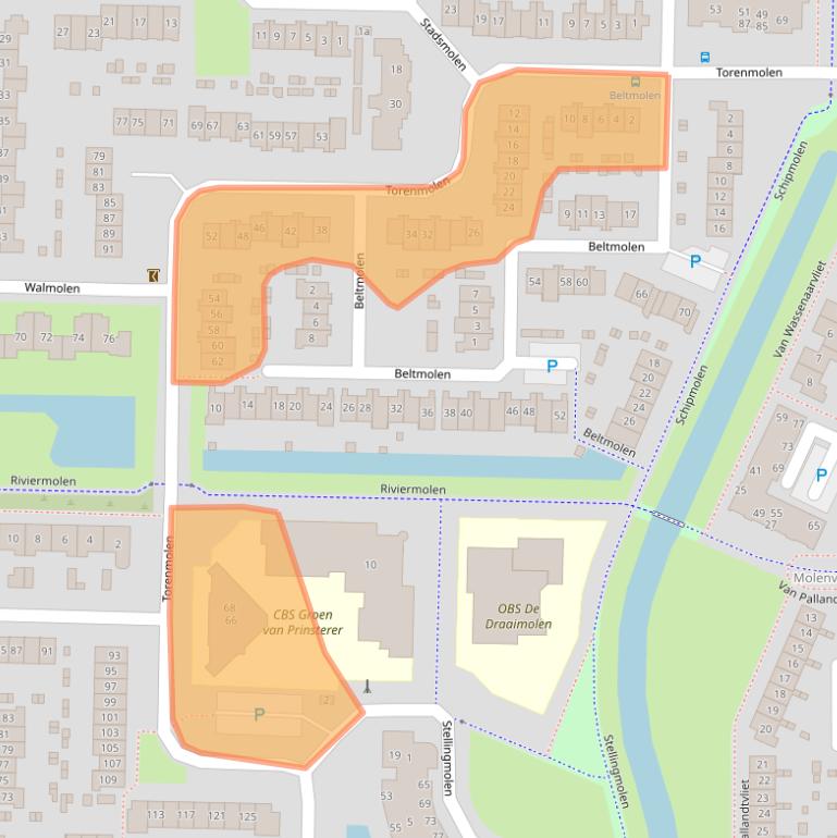 Kaart van postcodegebied 2992DJ.