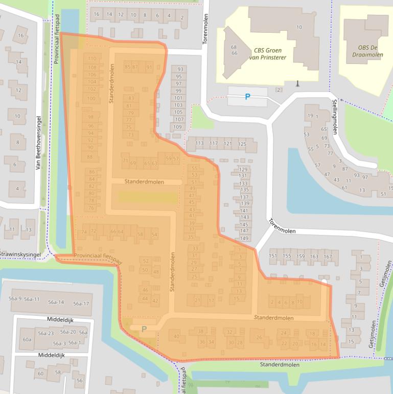 Kaart van postcodegebied 2992DL.