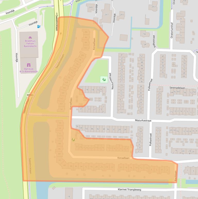 Kaart van postcodegebied 2992GX.