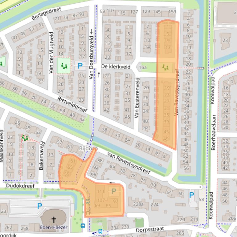 Kaart van postcodegebied 2992HC.