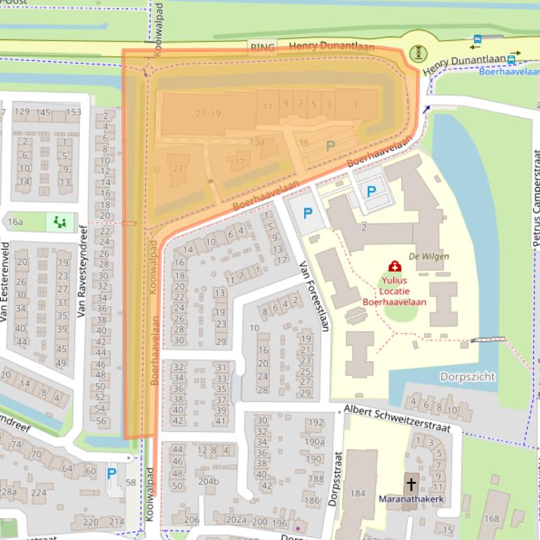 Kaart van postcodegebied 2992KB.