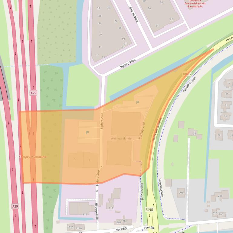 Kaart van postcodegebied 2992LD.