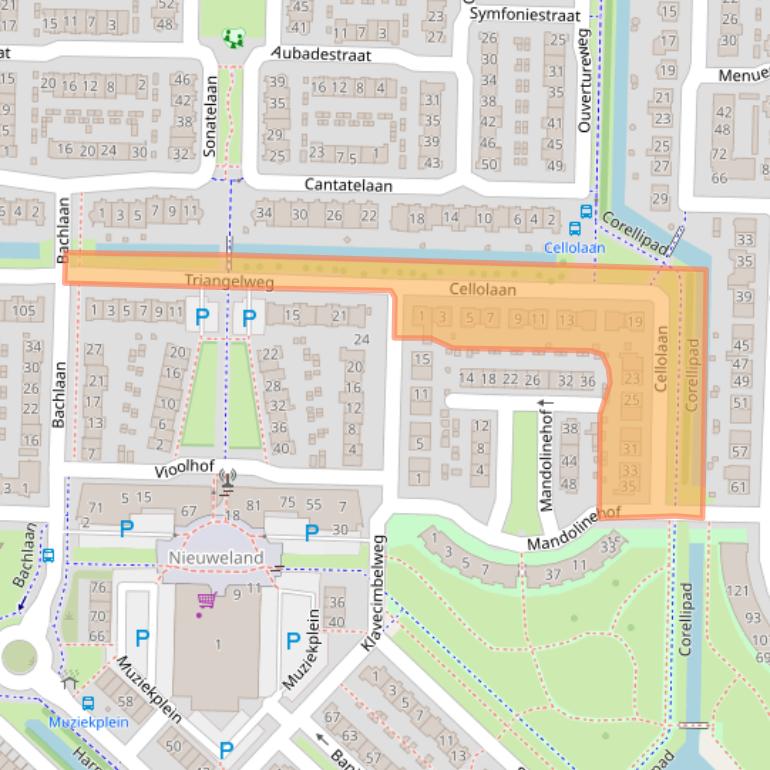 Kaart van postcodegebied 2992NB.