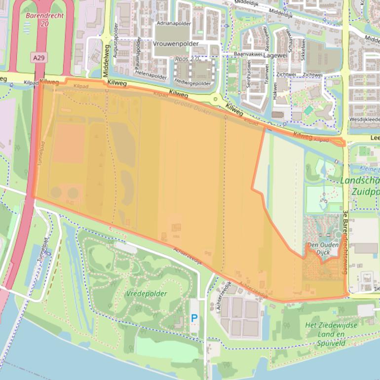 Kaart van postcodegebied 2992SC.