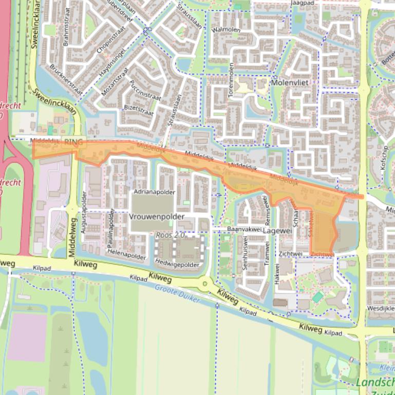 Kaart van postcodegebied 2992SH.