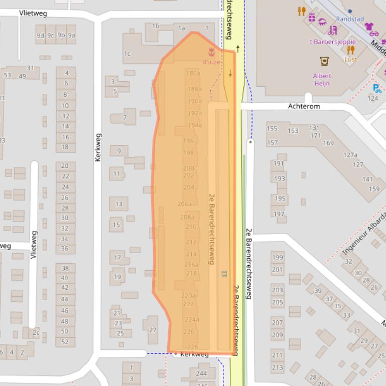 Kaart van postcodegebied 2992SK.