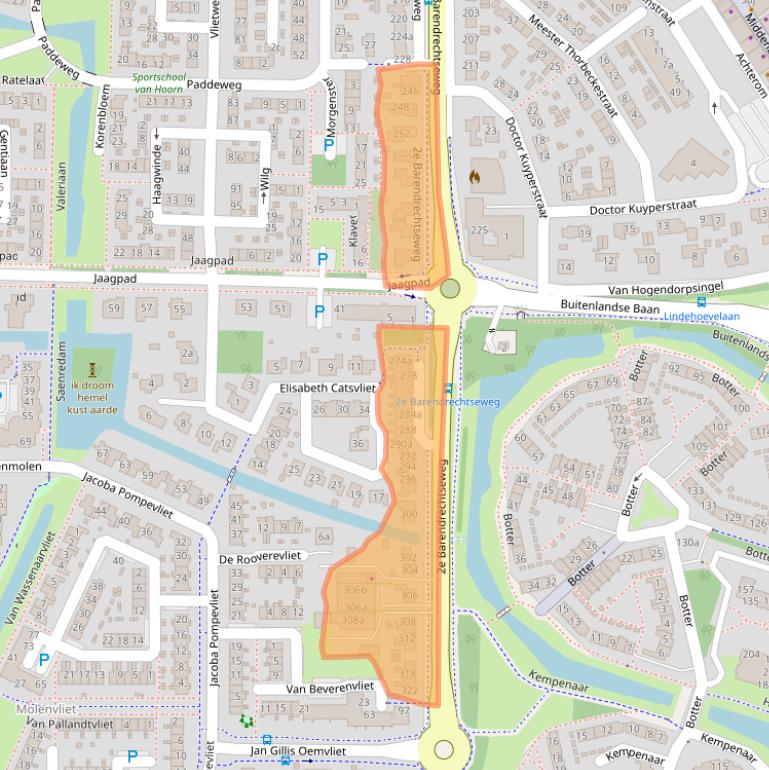 Kaart van postcodegebied 2992SL.