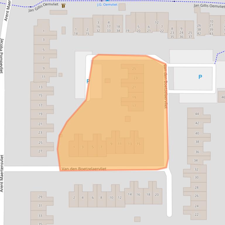 Kaart van postcodegebied 2992TA.