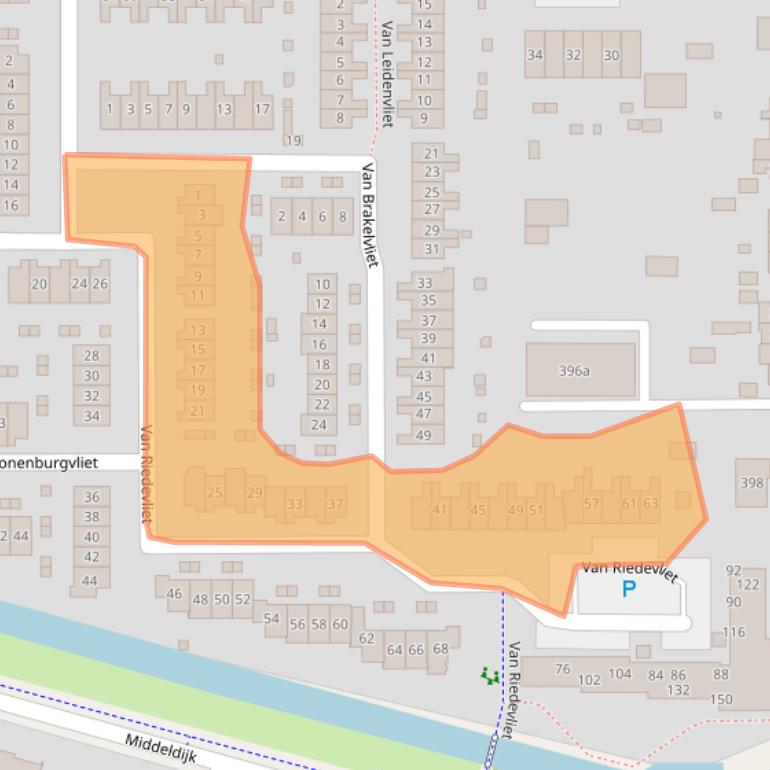 Kaart van postcodegebied 2992TK.