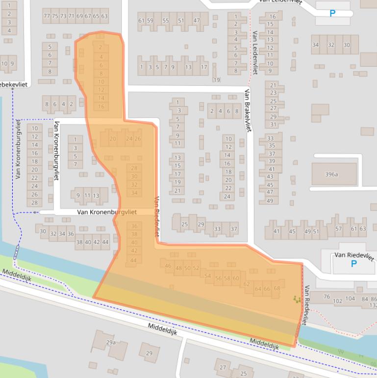 Kaart van postcodegebied 2992TL.