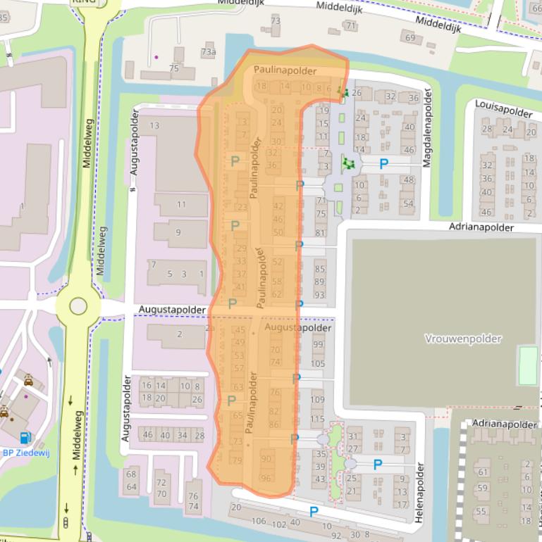 Kaart van postcodegebied 2992TZ.