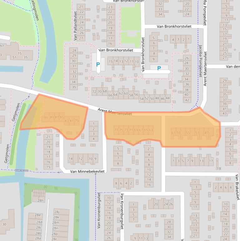 Kaart van postcodegebied 2992WC.