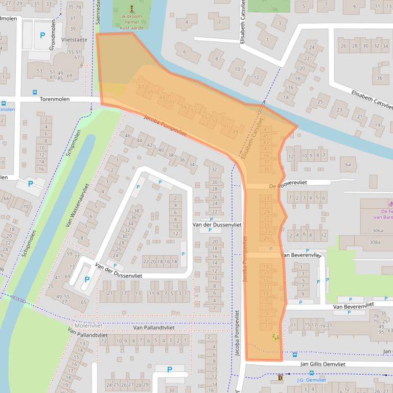 Kaart van postcodegebied 2992WN.