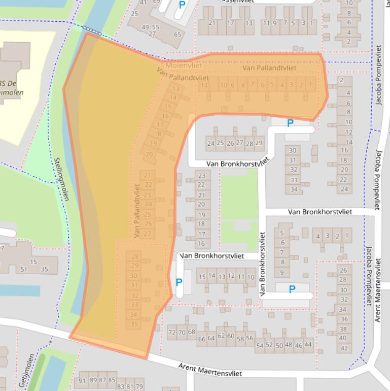 Kaart van postcodegebied 2992WR.
