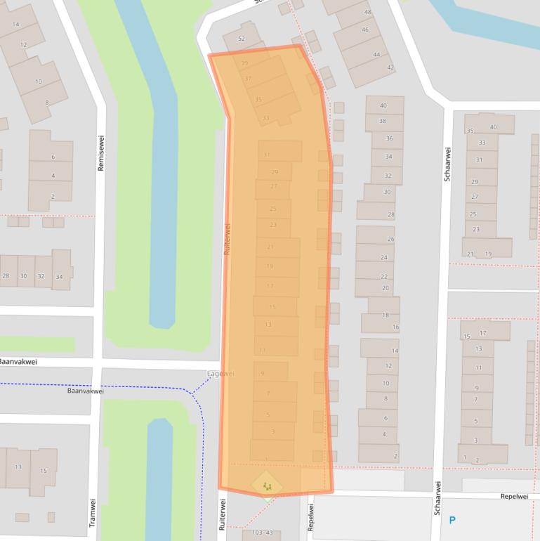 Kaart van postcodegebied 2992ZR.