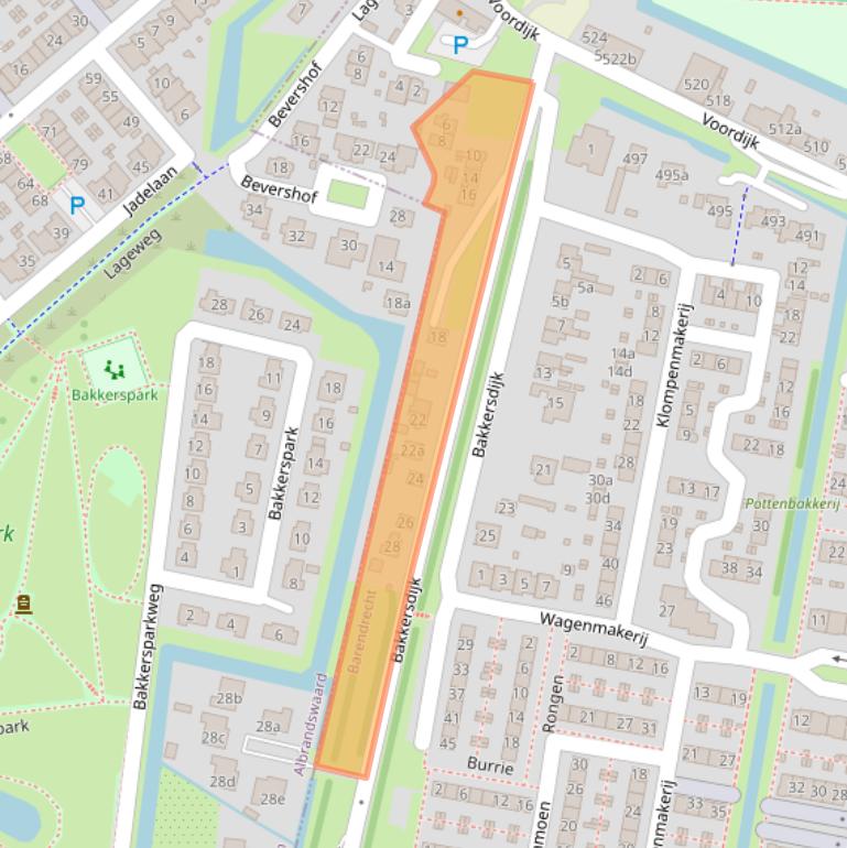Kaart van postcodegebied 2993AB.