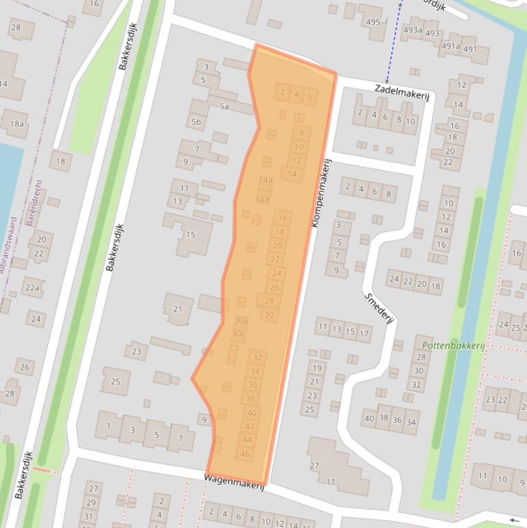 Kaart van postcodegebied 2993AK.