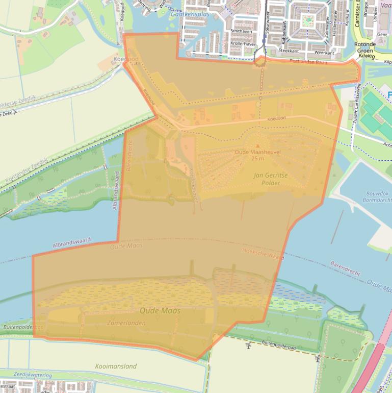Kaart van postcodegebied 2993AL.