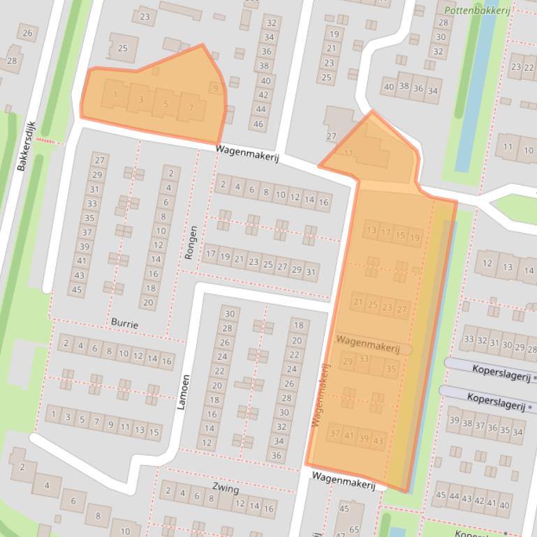 Kaart van postcodegebied 2993AT.